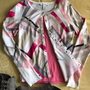 WHBM Argyle Cardigan with stretch Tank Top